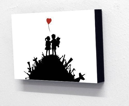 Banksy Boy & Girl Weapons Mountain 6 x 4 Inches Postcard Size Block Mounted Print