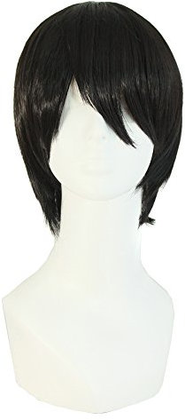 MapofBeauty 25cm/ 10 Pollice Corto Lisci Uomo Lisci Parrucche (Nero)