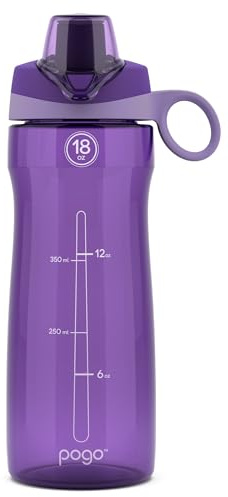 Pogo BPA-Free Plastic Water Bottle with Chug Lid, 18 Oz, Purple