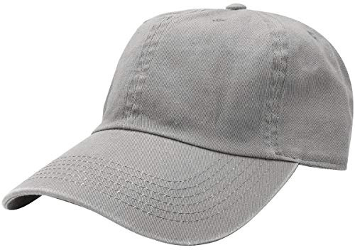 Falari Classic Baseball Cap Dad Hat 100% Cotton Soft Adjustable Size Grey
