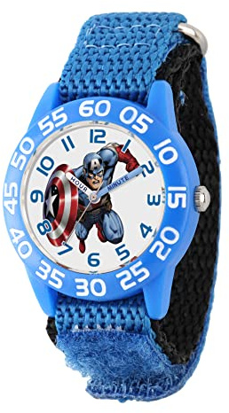 Marvel Kids' Plastic Time Teacher Analog Quartz Nylon Strap Watch, Blue, Modern