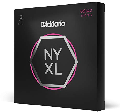 D'Addario NYXL0942-3P Nickel Wound E-Gitarrensaiten, Super Light, 9-42, 3 Sets