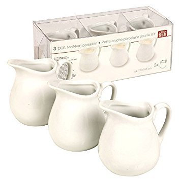 3piezas de jarra de leche de porcelana para crema, salsa, sauce, ensalada y Condimentos