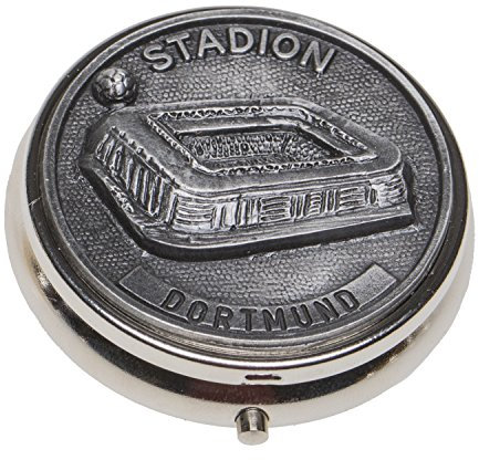 Schnabel-Schmuck Dortmund Taschenaschenbecher Zinnauflage Fußballstadion, Silber