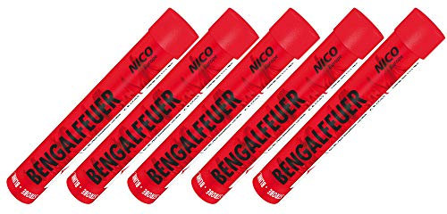 5 Stück Bengalfeuer rot blinkend Strobeeffekt Nico Feuerwerk Bengalos