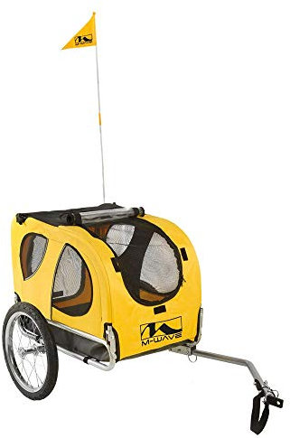 M-Wave PET Ride Hundefahrradanhänger, Silber/Gelb, 43.5 x 68 x 51.5 cm
