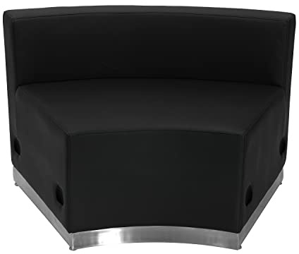 Flash Furniture HERCULES Alon Series Black LeatherSoft Concave Chair with Brushed Stainless Steel Base