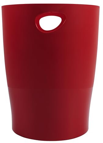 Exacompta - Ref 45324D - Ecobin Waste Paper Bin- 263 x 263 x 335mm in Size, Large Waste Capacity of 15 Litres, Easy Clean Interior -Translucent Red