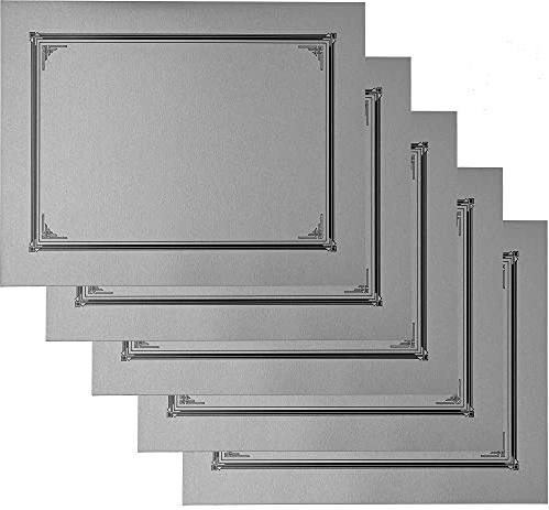 Limited Papers (TM). Certificate Folder, Cover, 9.5 x 12.3/4 Inch Folded, with Die Cut Corners, Designed to Hold Letter Size 8.5 x 11 Inch, 8 x 10 Inch, and A4 (8.27x11.66) (Silver) (5 Pcs.)