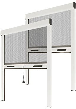 Fliegengitter Insektenschutzrollo Aluminium für Fenster - Weiss, B100 x H160cm - Fiberglas Fliegengitternetz - Fliegengitterrollo Insektenschutz