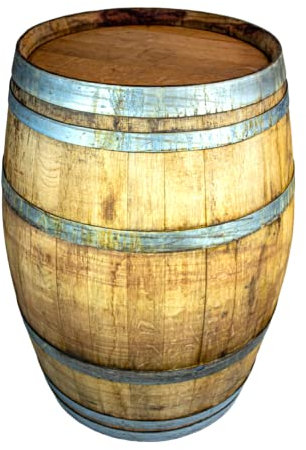Vino Chileno, table haute en tonneau de vin usagé, tonneau décoratif, table de jardin en bois, original, non traité, 225 l