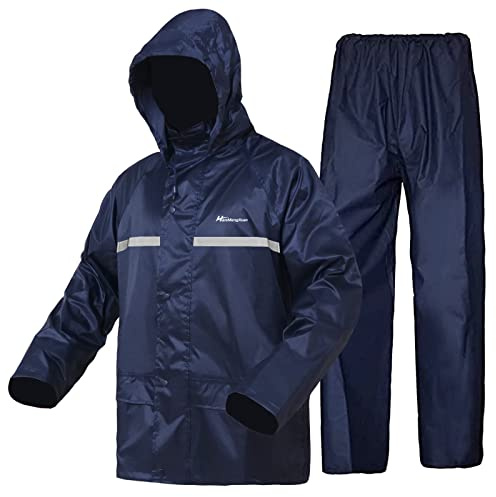 HAOKAISEN Rain Suits Jacket & Trouser Suit Raincoat for Men & Women Outdoor All-Sport Waterproof Breathable Anti-storm (S, Blue)