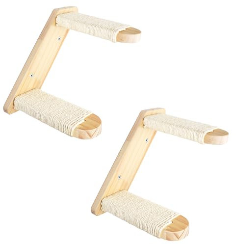 DaizySight Cat Wall Stairs for Climbing, Reversible Wall Mounted 4 Step Cat Stairway Ladder Furniture, Wooden Shelf Activity Tree with Scratching Sisal Rope