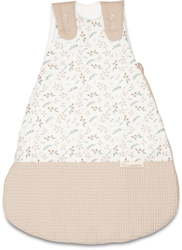ULLENBOOM Schlafsack Baby 0-3 Monate, 56/62, OEKO-TEX Materialien, Floral Sand (Made in EU), 2,5 TOG - Baby Schlafsack Neugeborene - Ganzjährig für Frühling, Herbst und Winter