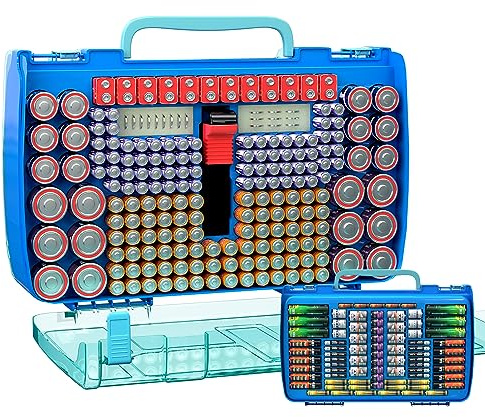 ALCYON 269+ Battery Organizer Case with Tester, Double-Sided Storage-Blue