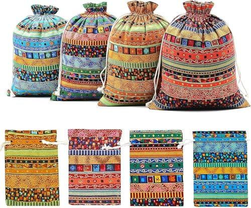 YSTP Jutesäckchen, 20 Stück Baumwollsäckchen Kleine Säckchen Geschenksäckchen Säckchen zum Befüllen für Weihnachten Kindergeburtstag Hochzeit Party und Weihnachten Stoffsäckchen mit Zugband (7×9cm)