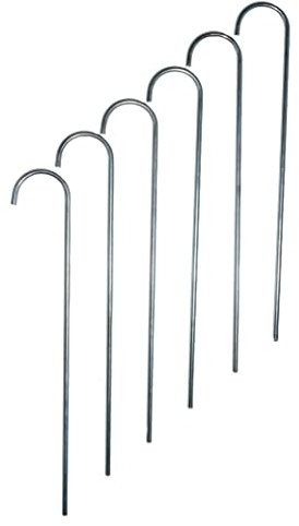 Bodenanker 50 cm aus Stahl 8mm Durchmesser Verzinkt Rostfrei 6 Stück Erdnagel Heringe Zeltnagel zur Sicherung Extrem Stabil und langlebig Wiederverwendbar Effektiv