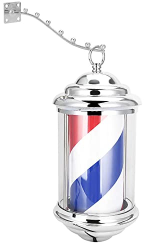 Barber Pole 28Cm Barber Shop Pole Salon Turn Light European Style Courtyard Retro LED Sign Lamp Rainproof Wall-Mounted Light