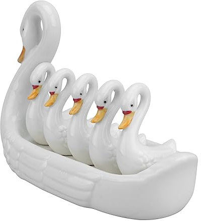 Hoement Essstäbchenständer in Schwanenform Keramik Weiß Für Stäbchen Messer Löffel Gabeln Spatel Als Küchengeschirr Und Speiseteller