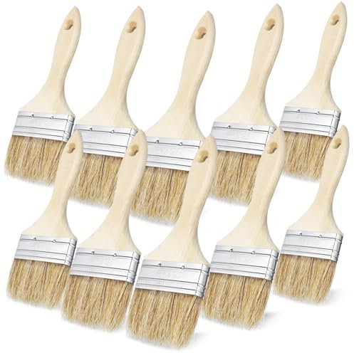 Angoily Ensemble De 10 Pinceaux À Poils De Denses pour La Peinture Et Le Nettoyage - Manche en Bois pour