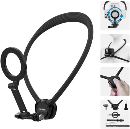 TELESIN SE 2.0 Supporto da collo, supporto magnetico per iPhone Android, fascia toracica, supporto per telefono con video POV a mani libere per iPhone 17 16 15 14 13 Samsung Android Action Camera