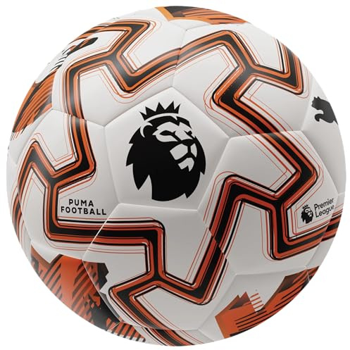Puma Unisex Orbita Match Premier League Soccer Ball (FIFA Quality), White-Heat Fire-Black AH25, 5