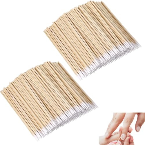 600 Unidades de Bastoncillos de Algodón Puntiagudos, 4 Pulgadas, Maquillaje, Limpieza de Detalles y Uso Multifuncional, con Mango de Madera