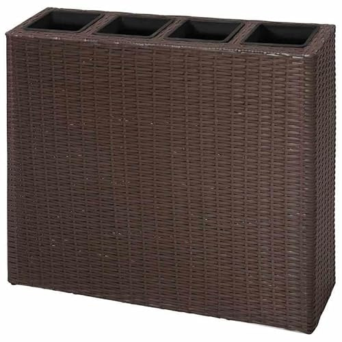 Garten-Hochbeet aus Poly Rattan mit 4 Töpfen - Hochbeet für den Garten, Balkon oder Terrasse - Langlebig & Wetterfest - Ideal für Kräuter, Gemüse und Blumen