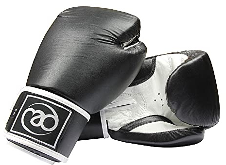 Fitness Mad Sparring-Handschuhe aus Leder, Schwarz, 453g