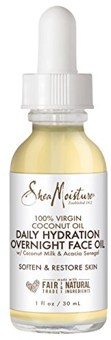 SheaMoisture Overnight Face Oil for All Skin Types 100% Virgin Coconut Oil for Daily Hydration 1 oz