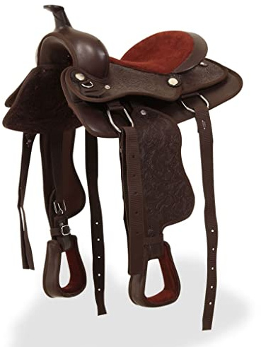 vidaXL Westernsadel träns&halsband äkta läder 13 brun