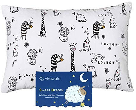 Aisawate Kopfkissen Kleinkind mit Kissenbezug - 33x45 cm Weich Bio Baumwolle Kissen Kinder zum Schlafen - Waschbar Kleinkind Kopfkissen - Kinderkopfkissen für Kleinkinder - Kinderkissen（Weiß