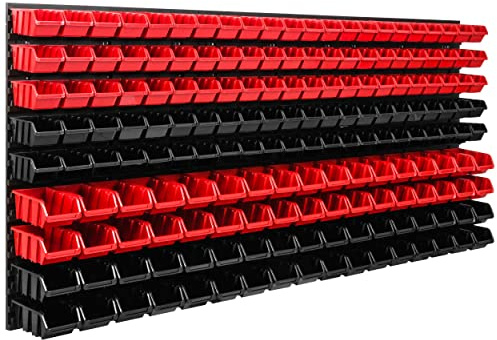SimpleThing Système de stockage Étagère d'atelier,172x78cm,Lot de 178 pièces,Étagère murale avec boîtes empilables – Plaques murales extra solides Étagère de rangement pour garage