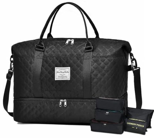 Fresion Reisetasche Damen Sporttasche 6er Set, Handgepäck Tasche für Flugzeug mit Nassfach &Schuhfach, Weekender Travel Duffle Bag Kliniktasche Geburt, Fitnesstasche Frauen,Wasserdicht Overnight Bag