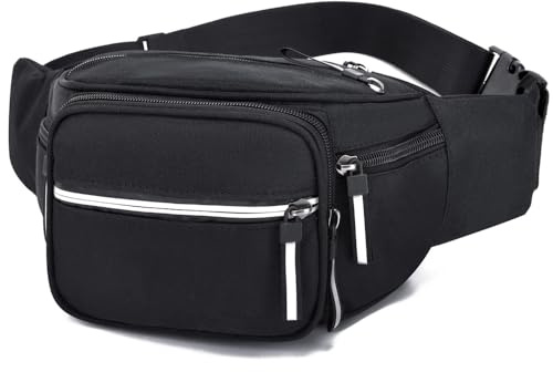 Bum Bag Waist Fanny Pack for Men Women Ladies Large Waist Bag with 6 Pockets for Dog Walking Running Hiking Camping Cycling