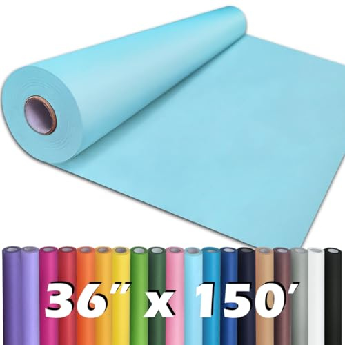PerkHomy Light Blue Kraft Paper Roll 36 x 1,800 (150') for Gift Wrapping Bouquet Flower Art Painting Craft Writing Packaging Shipping 80GSM 55LB (Light Blue, 36 x 150')