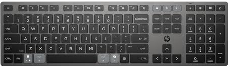 HP 720 Teclado QWERTY Español Inalámbrico Recargable Ultrafino, Modo Dual (USB Tipo A y Bluetooth), Multidispositivo, 22 Botones Programables, Compatible con Windows 10/11, macOS y ChromeOS, Negro