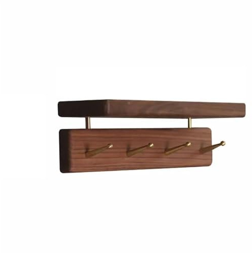 Windmilne Porte-Manteaux muraux en Bois pour entrée, vestiaire, Rangement de vêtements, Crochets (Noyer Noir, 4 Crochets)
