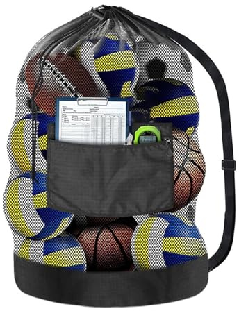 Fotbollsväska, kraftig dragsko, stort nät, enkel att sköta, utomhusrekreation, mångsidig träningstillbehör för sport, fotboll, skola, picknick och volleyboll, 101 x 76 cm