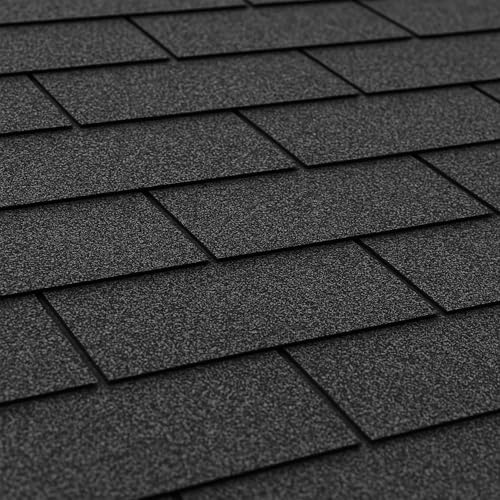 Lot de bardeaux bitumineux Trio T369BLACK, couleur noir - bitume toiture Timbela M369 pour chalet de jardin