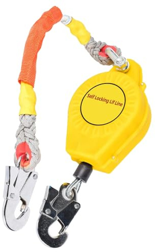 BLGVGKLPNT 3M 5M 10M 15M 20 M Fall Protection Device, Dual Locking Self Retracting Lifeline for Roof Work, Construction, Maintenance (Yellow,3m)