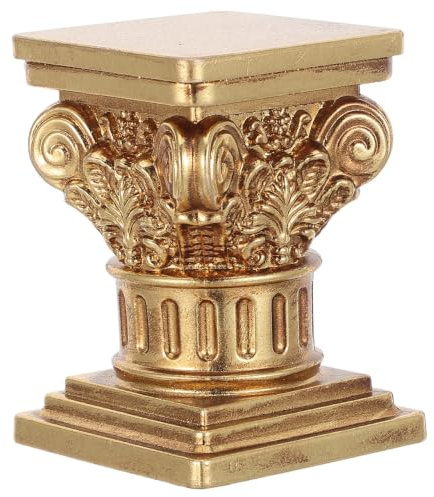 SHINEOFI Candelabro Base Estable de Resina de Columna Romana Dorado y Diseño Vintage Tallado, Adecuado para Decoración de Fiestas y Mesas de Té Elegantes