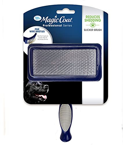 Four Paws Magic Coat Professional Series Grooming Brush for Dogs & Cats, Reduces Shedding, Stimulates Coat's Natural Oils, Ergonomic Design, Ideal for Medium, Long, Curly, and Wiry Coats
