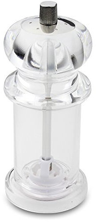 Combination Pepper Mill and Salt Shaker 2-in-1, Durable Non-Corrosive Ceramic Gears, 14.5cm - Clear Acrylic