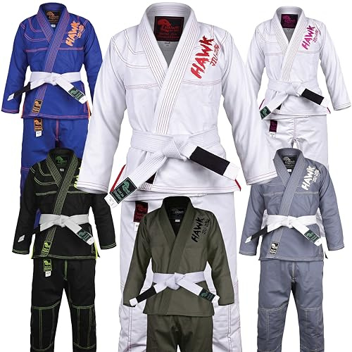 Hawk Sports Brazilian Jiu Jitsu Gi for Kids, Ultra-Light Extra Tough Premium Fabric Kids BJJ Gi for Martial Arts Training & Competition, Comfortable Perfect Fit BJJ Gear - Size K4 for Boys, White