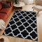 TAPISO Luxury Teppich Kurzflor Schwarz Weiß Wohnzimmer Schlafzimmer Modern Marokkanisch Geometrisch Gitter Rauten Kleeblatt Design ÖKOTEX 300 x 400 cm