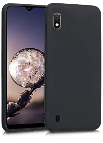 kwmobile Hülle kompatibel mit Samsung Galaxy A10 Hülle - weiches TPU Silikon Case - Cover geeignet für kabelloses Laden - Schwarz matt