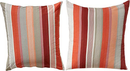 Erwin Müller Zusatz-Kissenbezug, Kissenhülle Streifen, Seersucker rot Größe 80x80 cm - bügelfrei, schnelltrocknend, mit Reißverschluss, temperaturausgleichend