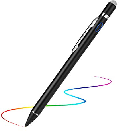 EVACH Stylus Pen for iPhone 16/15/14/13 Pro Max, Digital Pencil with 1.5mm Ultra Fine Tip with High Precision, 2-in-1 Fabric Magnetic Cap Pen Good for Drawing and Writing, Black