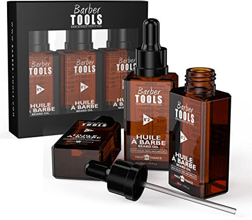 3er Set Bartöle | N°1/2/3 | 3X30ml - MADE IN FRANCE - Fördert das Bartwachstum - Mit RICIN Öl, 7 Pflanzenölen & 3 ätherischen Ölen & Vitamin E - Bartpflege